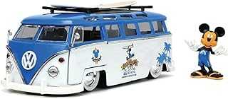 Jada Toys Disney Mickey and Friends 1:24 Volkswagen T1 Bus Die-cast Car w/ 2.75" Mickey Mouse Figure, Toys for Kids and Adults