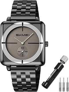 Square Watches for Men Simple Business Stainless Dress Fashion Waterproof Analog Quartz Fathers Dad Gifts Gold Black Wrist Watch