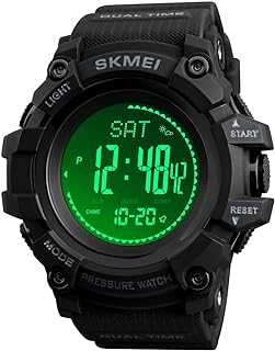 Mens Outdoor Sports Army Watches Pedometer Calories Digital Watch Altimeter Barometer Compass Thermometer Weather Men Watch (Black)