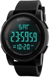 Simple Digital Men’s Military Watches Waterproof Electronic LED Double Time Black Wristwatch Sport