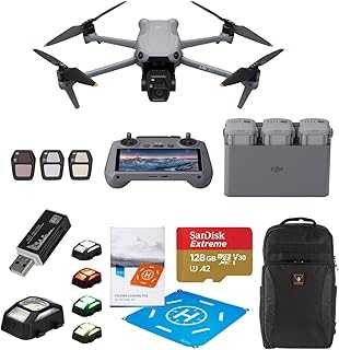 Air 3S Drone Fly More Combo with RC 2 Remote Controller, Bundle with 128GB Memory Card, Strobe Light, Multi Card Reader, Landing Pad Pro and Backpack