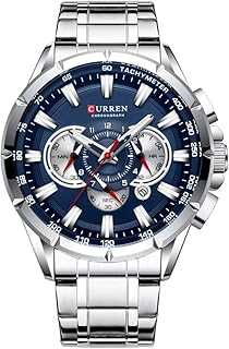 Wrist Watch Men Waterproof Chronograph Military Army Stainless Steel Male Clock Man Sport Watches 8363 (Silver Blue)