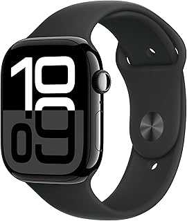 Watch Series 10 [GPS 46mm case] Smartwatch with Jet Black Aluminium Case with Black Sport Band - M/L. Fitness Tracker, ECG App, Always-On Retina Display, Water Resistant
