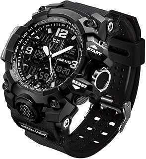 Men's Analog Sports Watch, LED Military Digital Watch Electronic Stopwatch Large Dual Dial Time Outdoor Army Wrist Watch Tactical