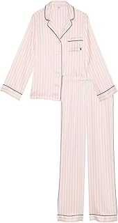 Satin Pajama Set, Long Sleeve Button Down Shirt & Pants, Sleepwear for Women (XS-XXL)