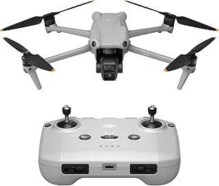 Air 3 (DJI RC-N2), Drone with Medium Tele & Wide-Angle Dual Primary Cameras, 46-Min Max Flight Time, Omnidirectional Obstacle Sensing, 48MP Photos, 4K/60fps HDR, Compliance with FAA Remote ID