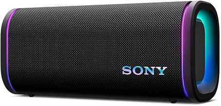 ULT Field 5 Wireless Portable Bluetooth Speaker, IP67 Waterproof, Dustproof, and Rustproof with Enhanced Bass, 25 Hour Battery, 360° Party Light, and Shoulder Strap (SRSULT50B), Black