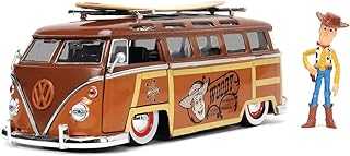 Jada Toys Disney Pixar Toy Story 1:24 Volkswagen T1 Bus Diecast Vehicle & 2.75" Woody Figure, Brown