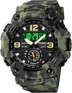 Men's Camouflage Watch, Large Face Multifunctional Waterproof Shockproof Sports Watch for Men