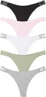 PINK Women's Cotton Logo Thong Underwear, Panties for Women, Multi Pack (XS-XXL)
