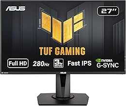 TUF Gaming VG279QM 27” HDR Monitor, 1080P Full HD (1920 x 1080), Fast IPS, 280Hz, G-SYNC Compatible, Extreme Low Motion Blur Sync (ELMB SYNC), 1ms, DisplayHDR 400,, BLACK