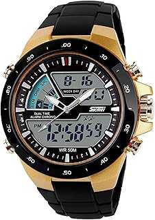 Carrie Hughes Men's Digital Watch 50M Waterproof Large Dual Dial Multifunction Analog Military Outdoor Sports Electronic Watch Calendar Day Date CH031