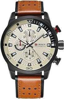 Men's Sports Waterproof Leather Strap Wrist Watch 8250 (Yellow)