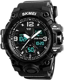 Men's Sports Watch, Large Face Waterproof Dual Time Stopwatch Alarm LED Back Light Count Down Wrist Watch