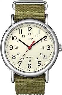 Weekender 38mm Unisex Analog Watch | INDIGLO Backlight | Adjustable Durable Nylon Fabric Slip Through Strap | 24 Hour Time