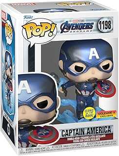 POP! Marvel Avengers Endgame Captain America with Broken Shield & Mjolnir (Glow in The Dark & Metallic), Exclusive