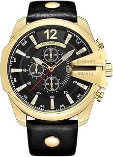 Men Watches Luxury Date Gold Male Fashion Leather Strap Outdoor Casual Sport Wristwatch with Big Dial