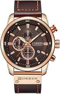 Mens Sport Military Analog Quartz Watch Chronograph Classic Casual Business Dress Waterproof Watch Multifunctional Wristwatch with Leather Strap