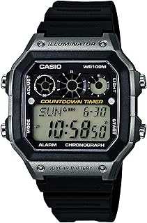 AE-1300WH Series | Watches for Men | Digital Watch | Black | 1/100 SEC Stopwatch | 9 Interval Timers | LED Light | 100M WR | Multi Alarm | Calendar | World Time | 12/24 Hour Format | 10 Yr Batt