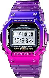 Outdoor Sport Unisex Watches LED Light Digital Watches Transparent Multifunctional Wristwatch for Men and Women Casual Style Stopwatch Date 5Bar Waterproof