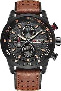 Men's Sports Waterproof Leather Strap Wrist Watch 8250 (brown)