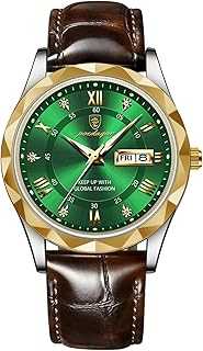 Fashion Men's Business Casual Quartz Luminous Waterproof Date Wristwatch with Leather Strap