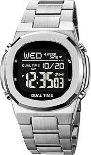 Men's Multifunctional Electronic Watch Outdoor Sports Watch LED Large Digital Display Timing Stainless Steel Watch