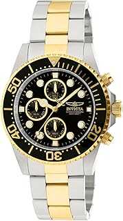Men's Pro Diver Quartz Gold and Steel Watch with Black Dial (Model 1772)
