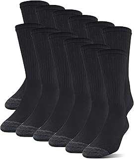 Men's Polyester Half Cushion Crew Socks (12 Pairs)