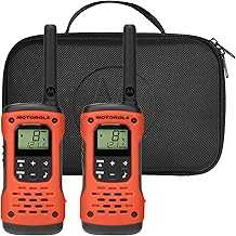 Portable FRS, T605_H2O, Talkabout, Two-Way Radios Walkie Talkie Emergency Preparedness, Rechargeable, 22 Channel, 35 Mile, Orange W/Black, 2 Pack