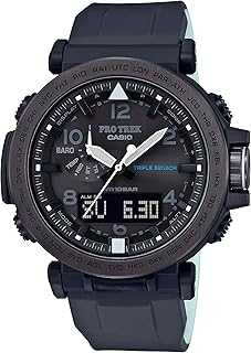 Men's 'PRO TREK' Solar Powered Silicone Watch, Color:Black (Model: PRG-650Y-1CR), Multi