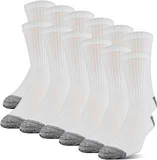 Men's Polyester Half Cushion Mid-Crew Socks, 12-pack