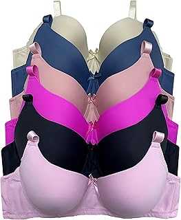 6 Pack of Color Print T-Shirt Bras B Cup C Cup and D Cup