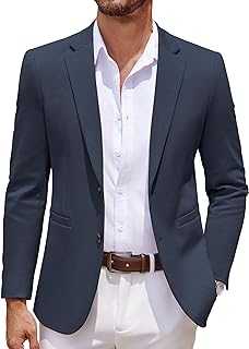 Men's Casual Knit Blazer Two Button Lightweight Sport Coats Suit Jacket