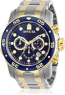 Men's Pro Diver Scuba 48mm Two Tone Stainless Steel Chronograph Quartz Watch, TT/Blue (Model: 0077)