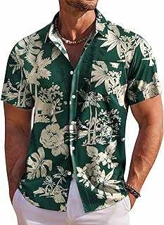 Men's Hawaiian Shirt Short Sleeve Floral Button Down Shirts Tropical Holiday Beach Shirts
