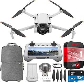 Mini 3 Camera Drone Quadcopter with RC Smart Remote Controller (With Screen), 4K Video, 38min Flight Time, True Vertical Shooting, Intelligent Modes Bundle with Deco Gear Backpack + Accessories