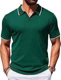 Mens Polo Shirts Short Sleeve Casual Knit Polo Shirt Vintage Golf T Shirts Old Money Tops