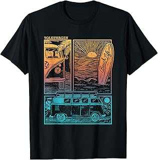 Volkswagen Beach Life Camper Sunset Doodle Father's Day T-Shirt