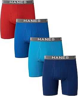 Men's Comfort Flex Fit Boxer Briefs, Ultra Soft Cotton Modal Blend Underwear, 4-pack