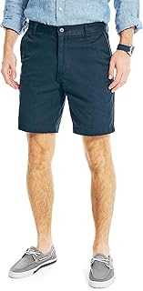 Men's Classic Fit Flat Front Stretch Solid Chino 8.5" Deck Shorts